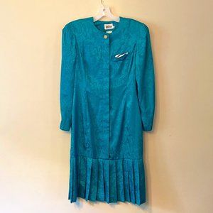 Vintage 80's Leslie Fay Petite Collections Drop Waist Dress; size 10 Petite